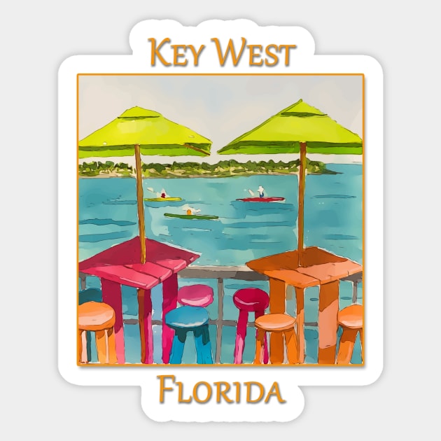 Key West Florida Umbrellas - WelshDesigns Sticker by WelshDesigns